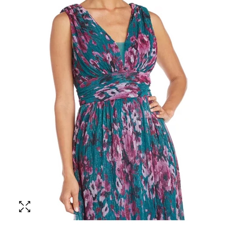 Nightway Teal & Floral Gown